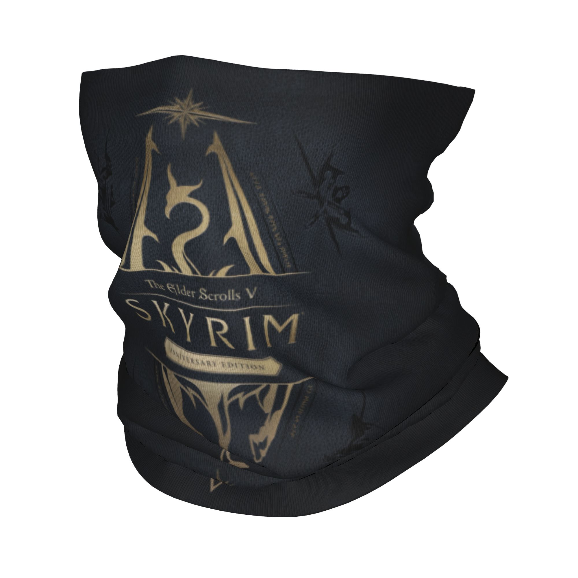 Neck Gaiter Fleece - ผ้าพันคอไหมพรมลายโลโก้ Skyrim สำหรับฤดูหนาว ป้องกันลม สำหรับผู้ชาย ใช้พันหน้า