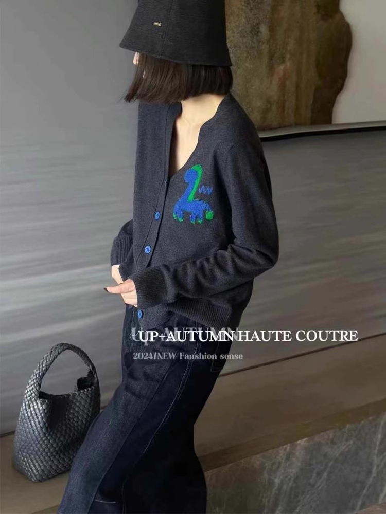 Wool Coat Peacoat - สถานียุโรป V คอ 100% แคชเมียร์ jacquard