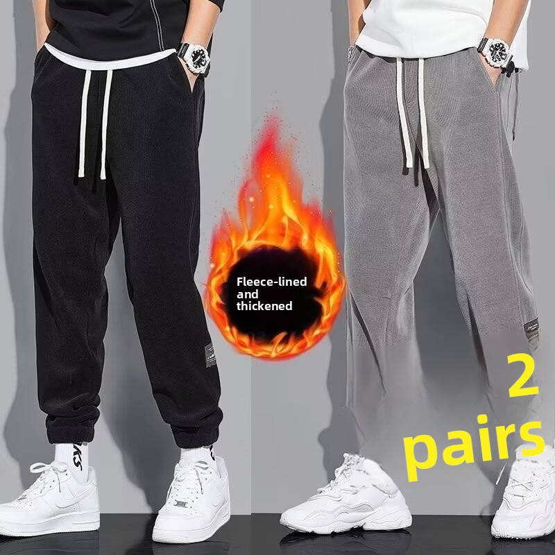 Corduroy Pant Warm - กางเกงลำลองอเนกประสงค์ กางเกงผ้าลูกฟูกทรงหลวมสำหรับผู้หญิง กางเกงจั๊มปลายขา สไตล์เกาหลี สำหรับเดินทาง ทนลม