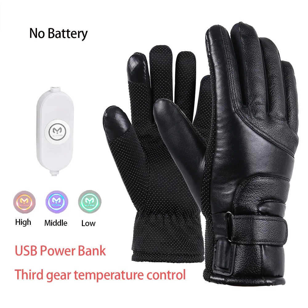 Hand Warmer Electric - ถุงมือสกีไฟฟ้าสำหรับผู้ชายและผู้หญิง ชาร์จผ่าน USB ให้ความอบอุ่นสำหรับมือในฤดูหนาว รองรับการสัมผัสหน้าจอ ป้องกันการลื่นไถล