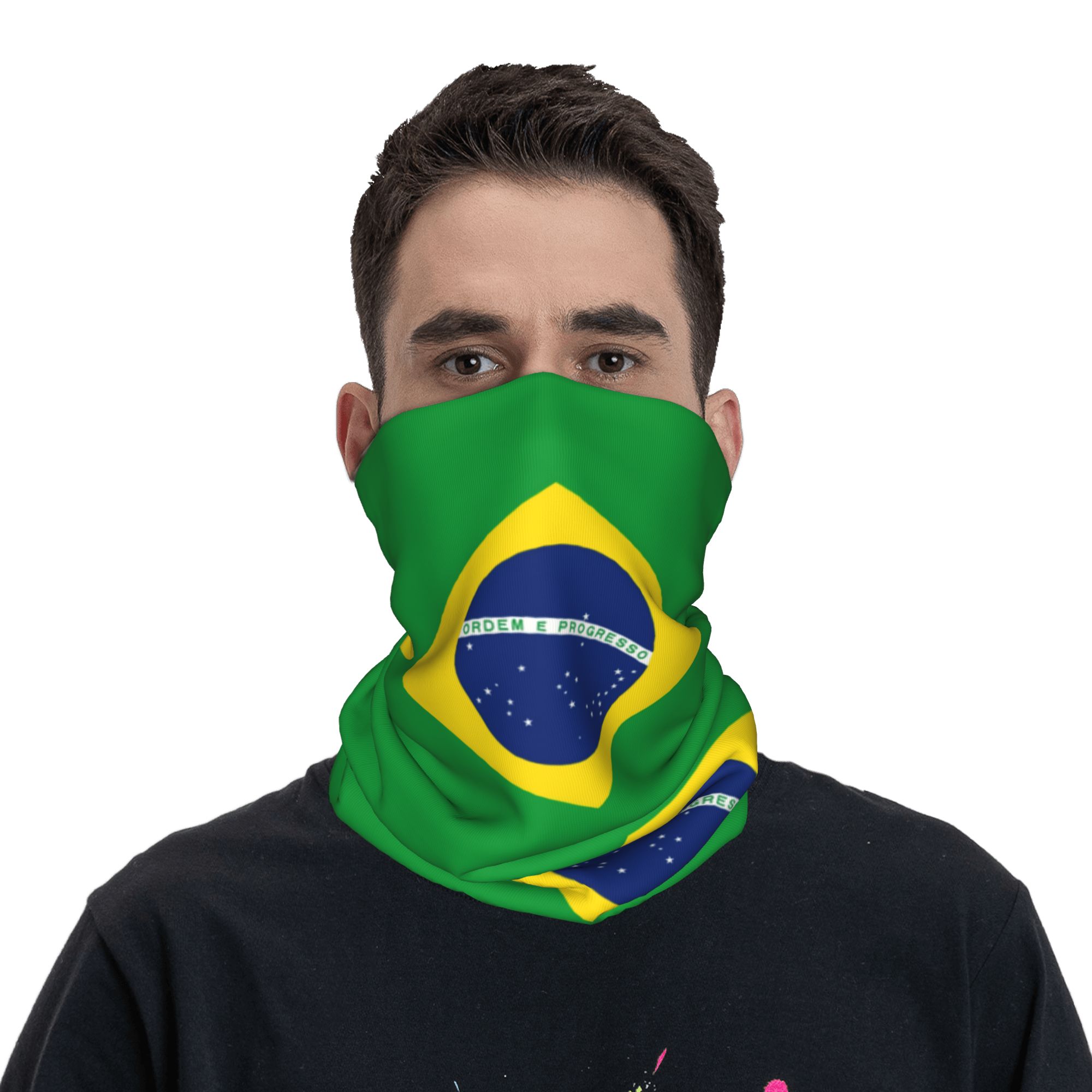 ผ้าพันคอแบบผูกคอ ลายธงชาติบราซ - Neck Gaiter Fleece บทวิจารณ์และราคา