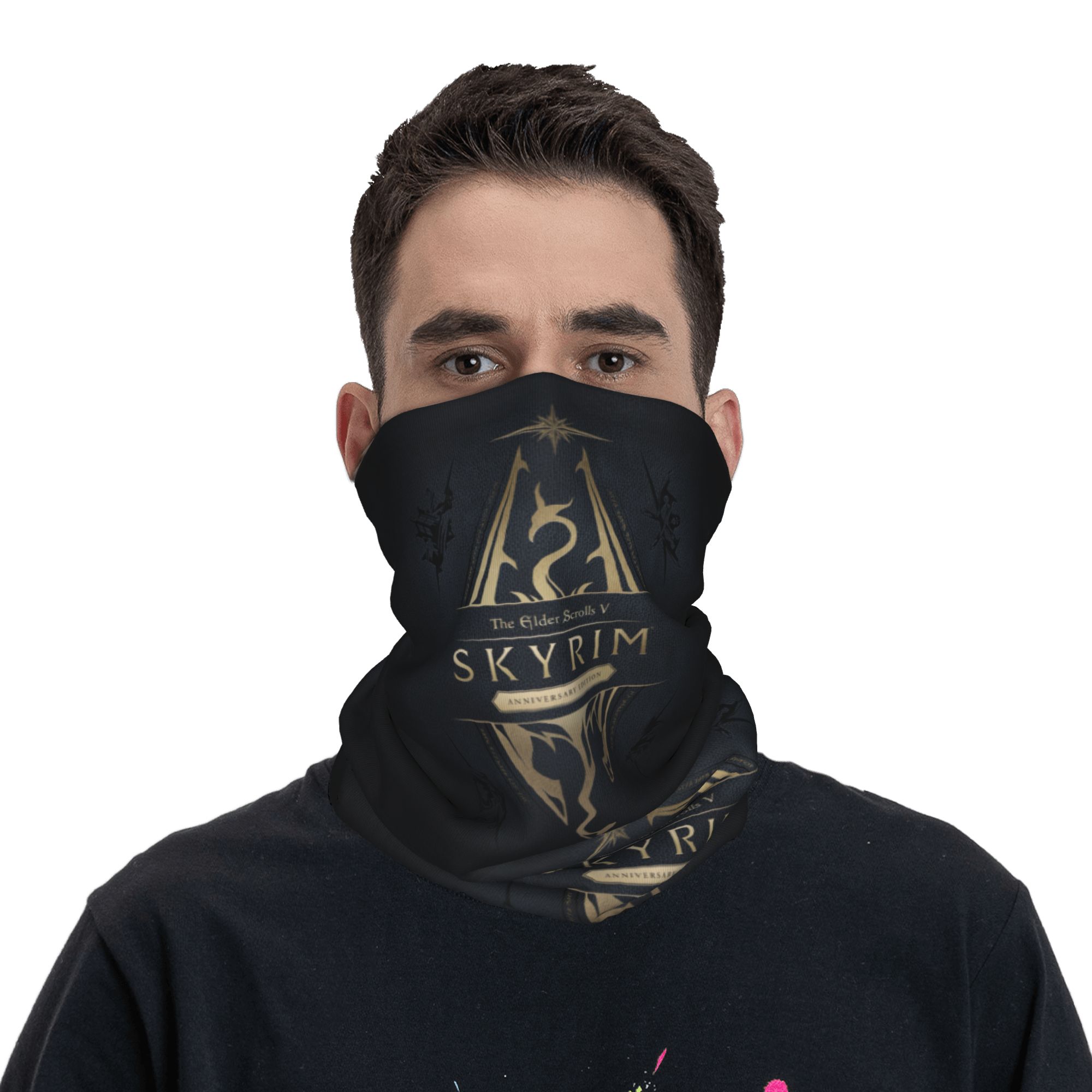 ผ้าพันคอไหมพรมลายโลโก้ Skyrim  - Neck Gaiter Fleece บทวิจารณ์และราคา