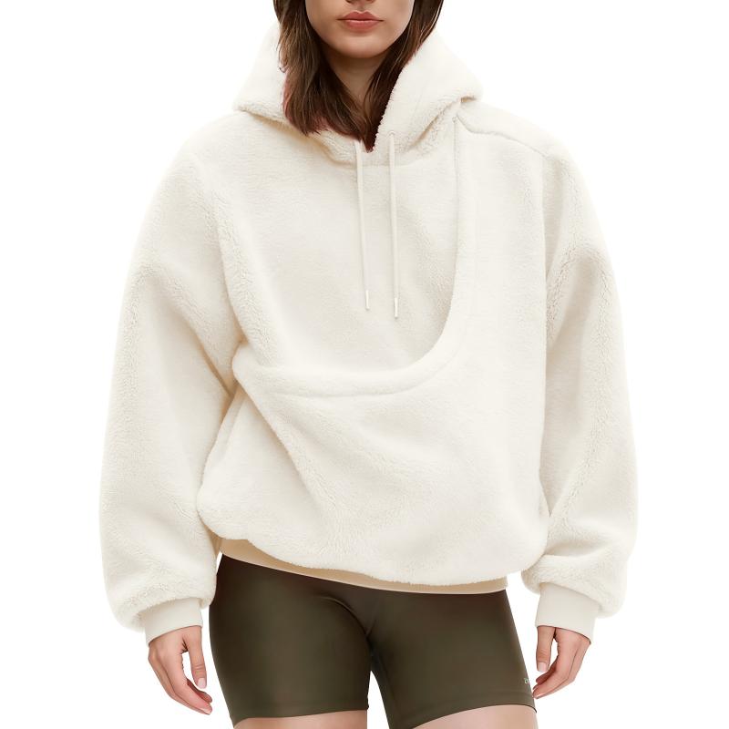 เสื้อฮู้ดแขนยาวทรงหลวมสำหรับสุ - Sherpa Hoodie Fleece บทวิจารณ์และราคา